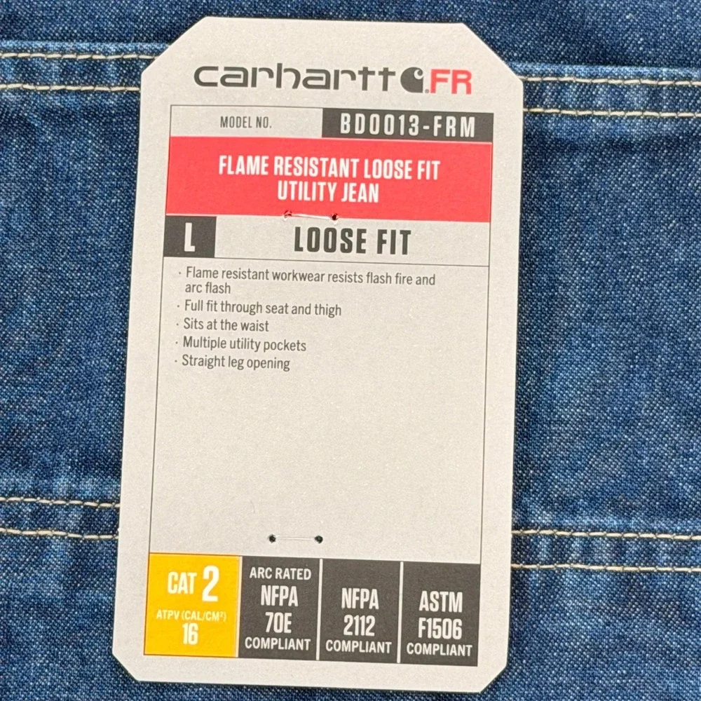 Carhartt Utility Jean Mens 50x34 Blue Flame Resistant NWT BD0013-FRM Loose Fit